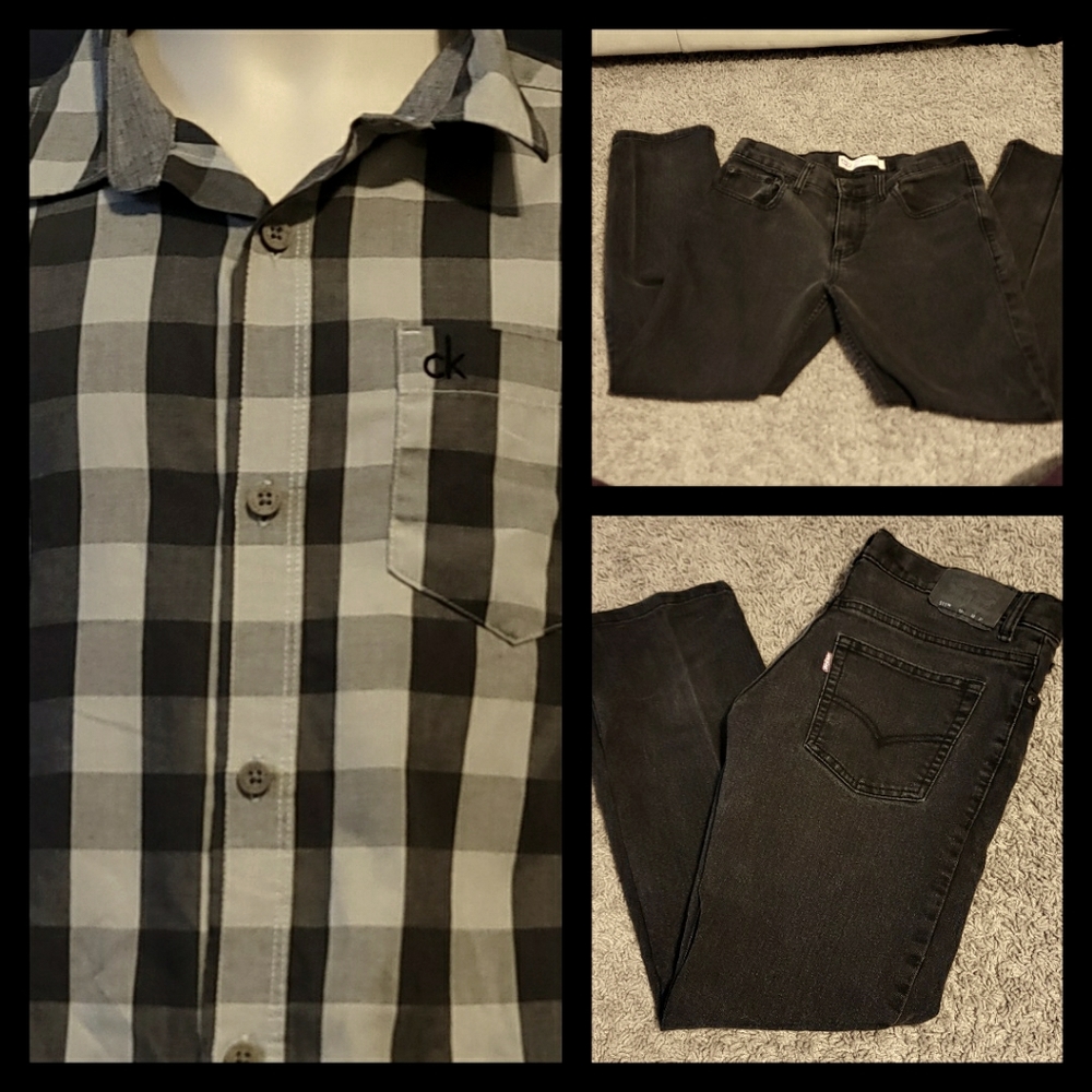 BOYS (M) OUTFIT CK DRESS SHIRT WITH LEVIS JEANS
